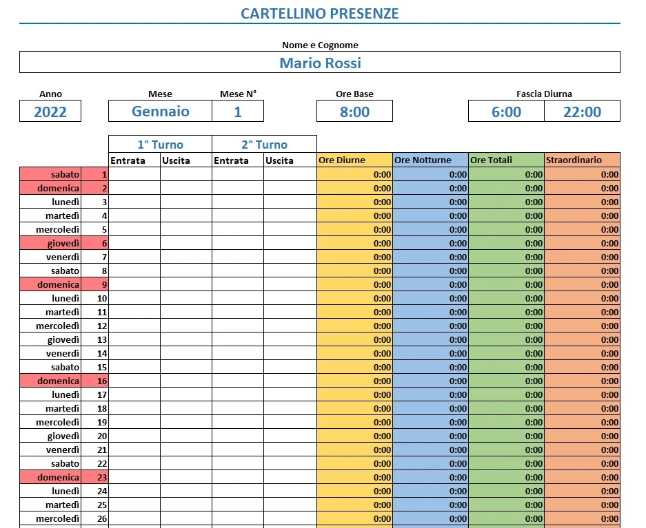 Customer timetable sheet